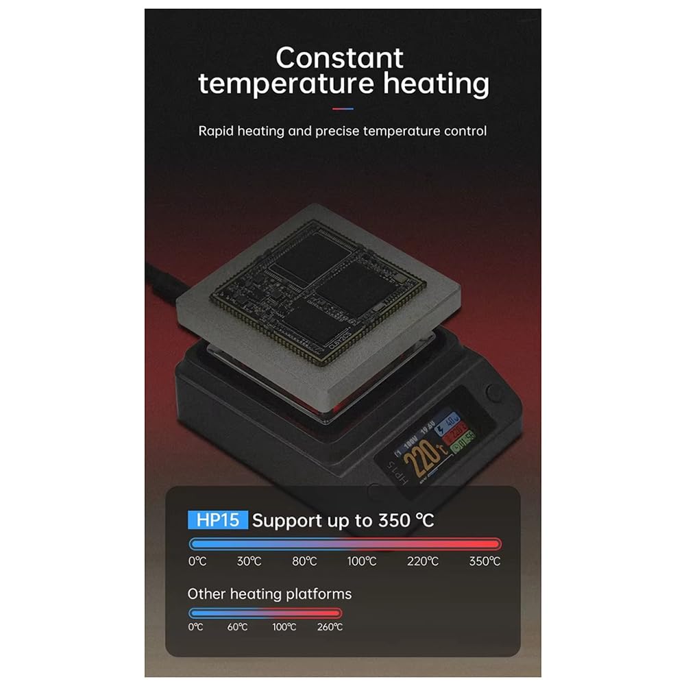 Precalentador de Placa Calefactora HP15 MINI, Placa Calefactora PD Digital de Temperatura Constante de 350 °C, Herramienta de Calefacción Inteligente para Reparación.