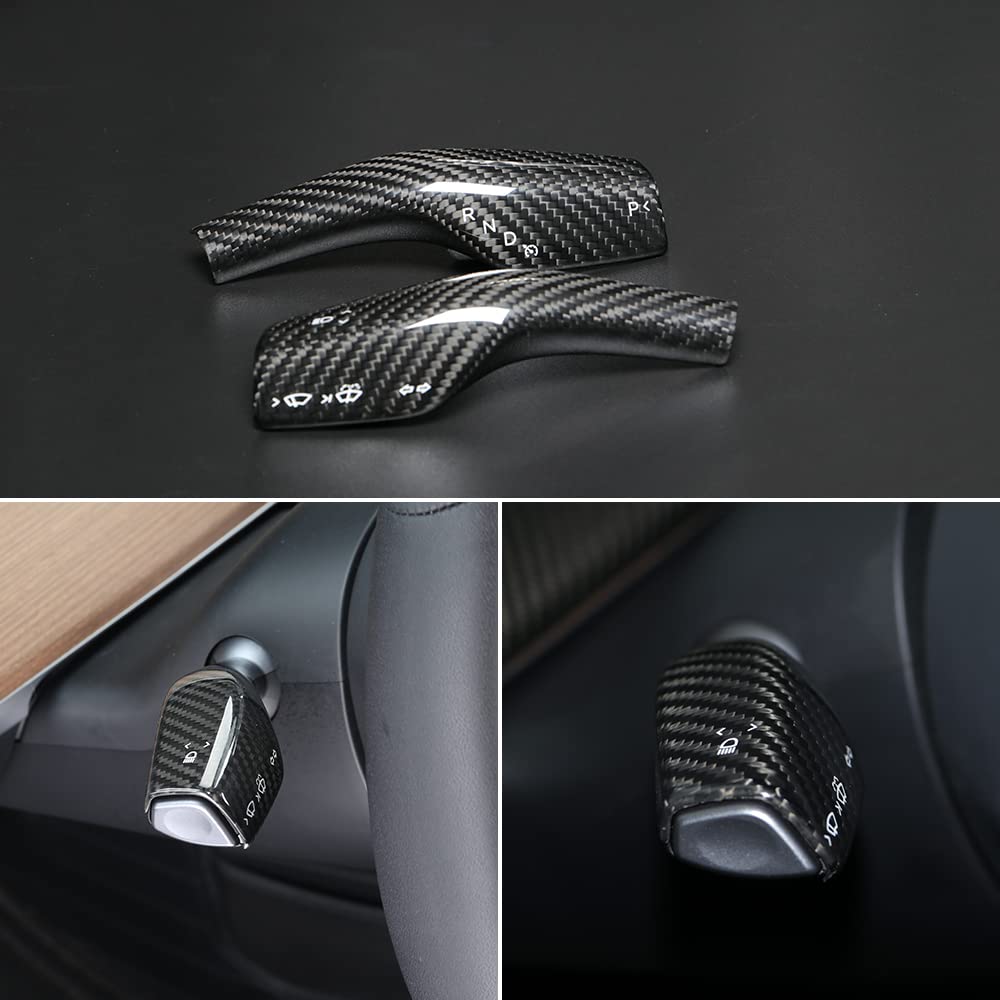 Notherss JSWAN Carbon Fiber Steering Wheel Column Shift Paddle Cover Gear Fit for Tesla Model 3 Model Y Lever Accessories Shift Knob Collars