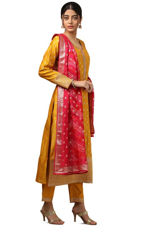Image of Soch Womens Purple Crepe Floral Print Suit Set With Beads