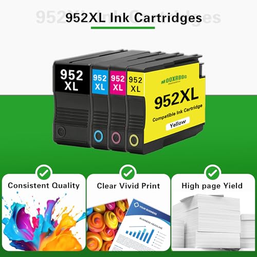 Mooxrbog 952XL Ink Cartridges High Yield (4-Pack, Black/Cyan/Magenta/Yellow) Replacement for HP 952 952XL Ink for OfficeJet Pro 7740 8210 8702 8710 8715 8720 Printer — view 5