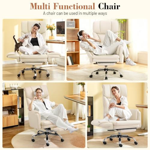 Image of FelixKing Office Chair, Flip Armrests for Pets Criss Cross Legged, White