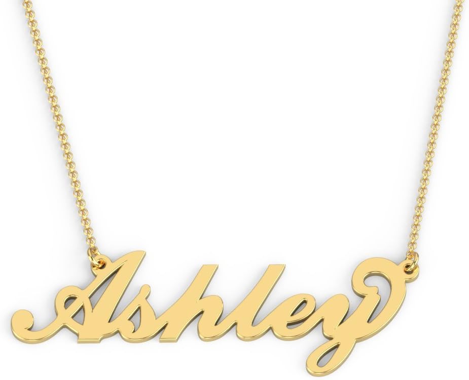 14K Personalized Name Necklace in Flourish Font by JEWLR