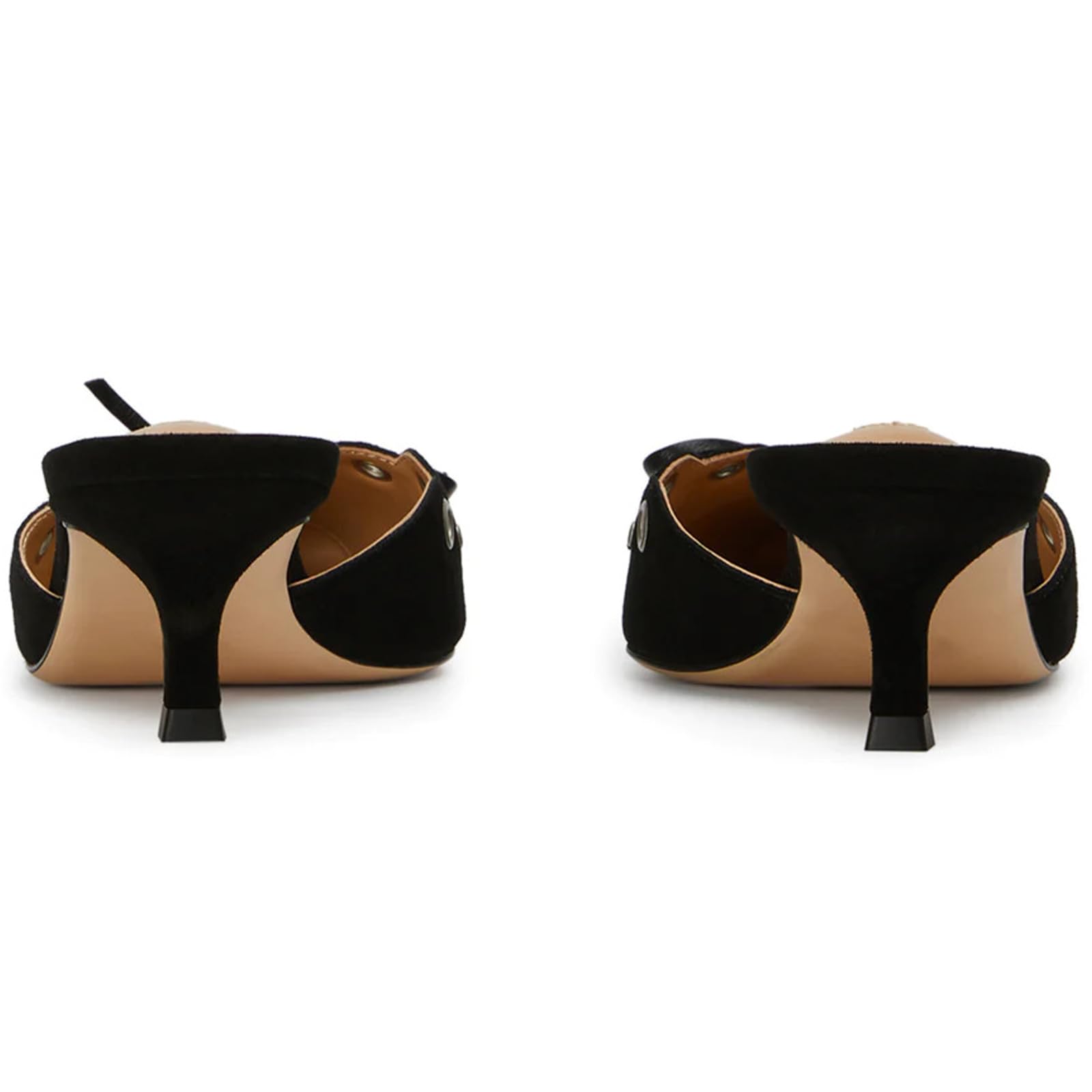 olomisa Womens Kitten Heels Bow Studded Pointed Toe Low Heeled Mules: 9.5 Black