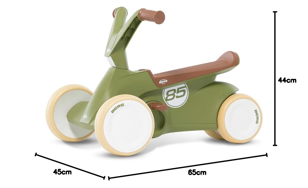 Berg GO² - Auto antiscivolo 2 in 1, in stile retrò, verde, antiscivolo, per bambini, con pedali pieghevoli, pedali, giocattolo per bambini, adatto per bambini di età compresa tra 10 e 30 mesi, grande