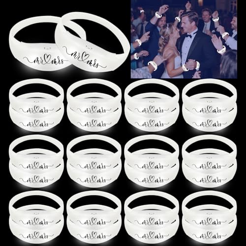 Dhseinat 24 Pcs Wedding Sound Activated LED Glow Bracelets Light Up Bracelets for Adults Glow in the Dark Bracelets Neon Supplies for Concert (24)