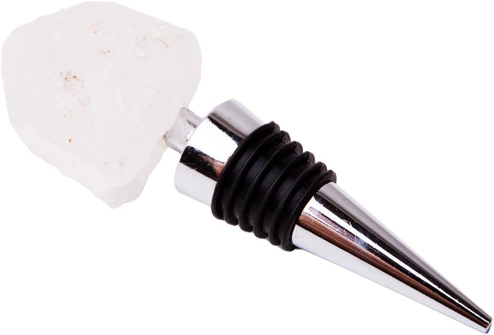 Genuine All-Natural Gemstone Wine Bottle Stopper (Rock Quartz)