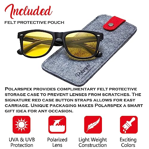 Image of PolarSpex Polarized Sunglasses for Men and Women | UV Protection, Durable Lightweight Frame, Retro Style, Felt Carrying Case, Clear Vision for Driving, Fishing & Everyday Wear.
