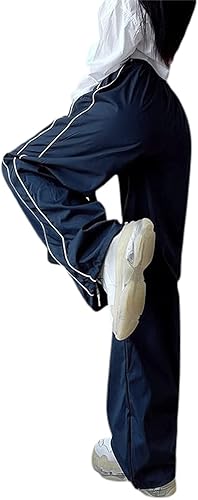 Miniatura 2 de Pantalones de paracaídas para mujer, pantalones cargo Y2k de tiro bajo, ropa de calle, pierna ancha, pantalones deportivos holgados