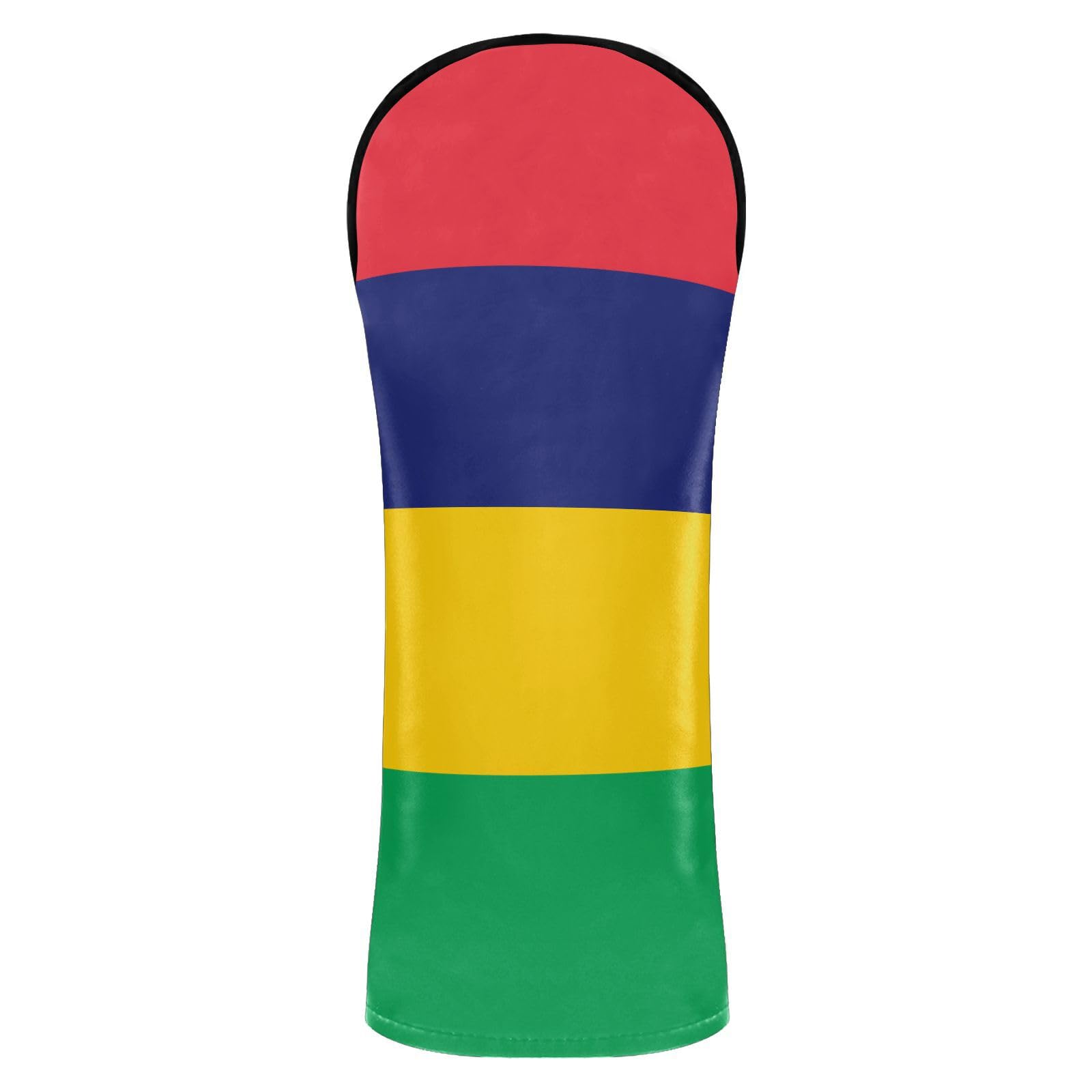 Golf Head Cover Set Premium Leather Headcovers with Number Tag for Driver Fairway Hybrid Wood National Flag of Mauritius