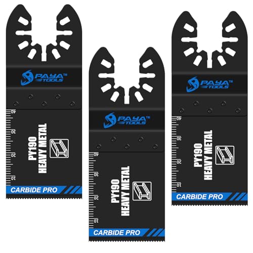 PAYA Multitool Sägeblätter professionelle Oszillierende Klingen Hartmetall Sägeblatter für schwere Metalle Nägel Aluminium Rohre Holz Kupfer und andere harte Materialien, 3tlg PY190