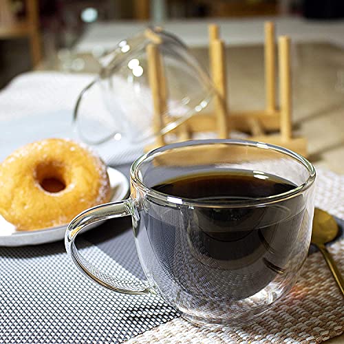 Hooipo Double Walled Espresso Glasses 200ml with Handle Insulated Coffee Cups Handmade Heat Resistant Airtight Espresso Coffee Cups Cappuccino Latte Tea Macchiato Glasses Cups... - Image 4