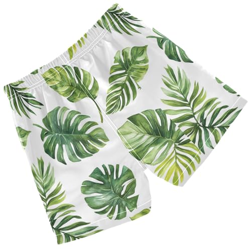 Pigsaly Boys' Swim Board Shorts Watercolor Green Palm Leaves Boy's Swim Trunks Kids Swimwear 5T2