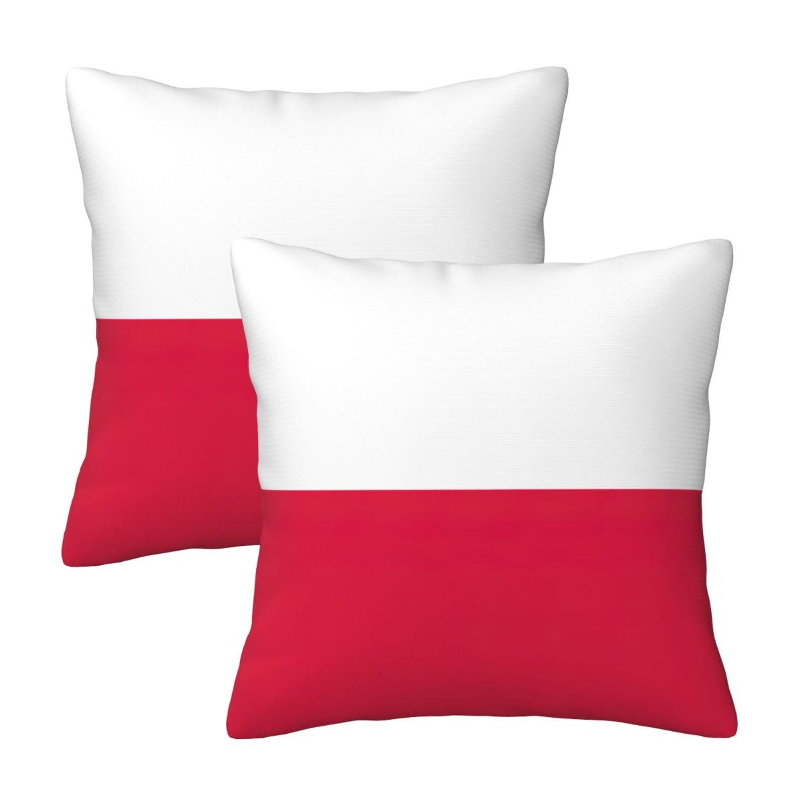 WURTON Polish Flag Print Throw Pillows Covers,Couch Sofa Pillow Cases,Zipper Bedding Pillow Cases for Home