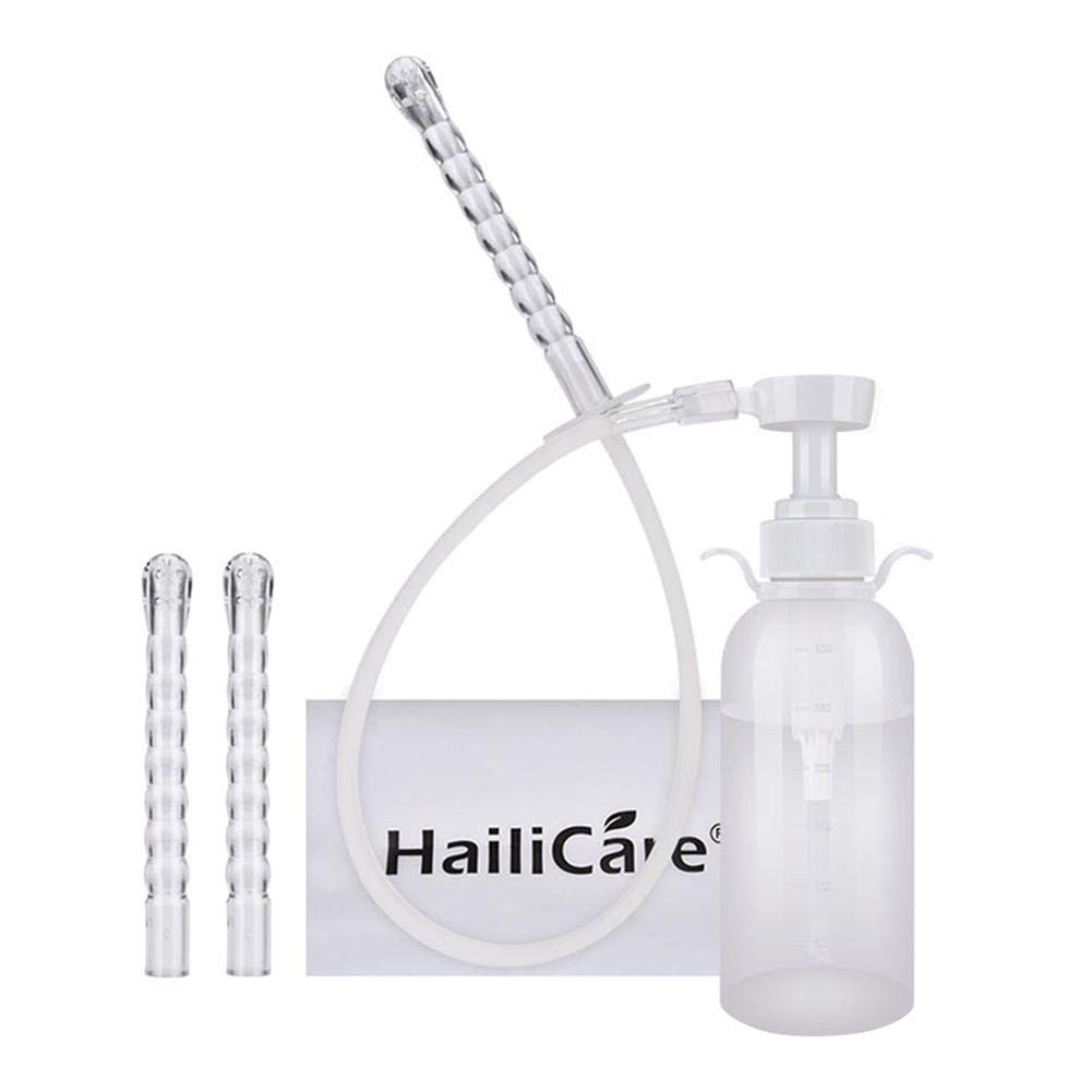 300mL Vaginal Douche Cleaner Anal Douche Vagina Cleaning Kit with 2 Nozzle Tips Reusable Manual Pressure Enemas for Douche Colon Cleansing