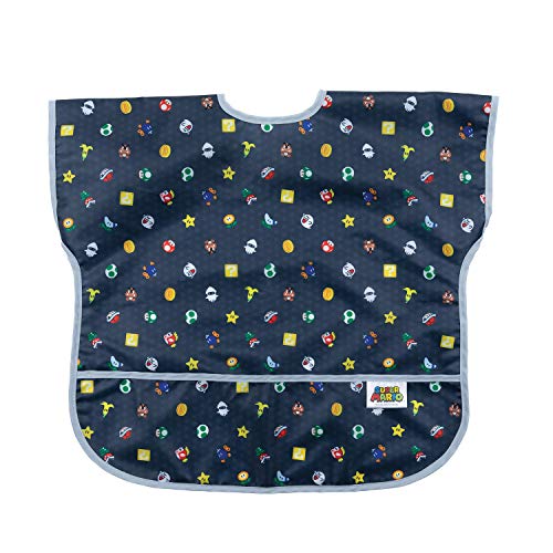 Bumkins Junior Bib/Nintendo Short Sleeve Toddler Bib/Smock 1-3 Years, Waterproof, Washable, Stain and Odor Resistant  Super Mario Lineup