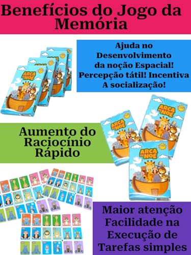 15 Jogo da Memória Infantil Biblico, Arca de Noé, Cartas Ilustrativas Didático, Kit Lembrancinha Fes