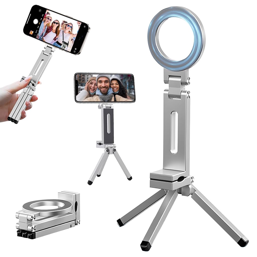 ZORBES® Magnetic Phone Tripod Stand for iPhone 17/16/15/14/13/12 Plus Pro Max Series, Aluminium Smartphone Mini Tripod Pocket Cellphone Stand, Adjustable and Foldable Magnetic Phone Holder Mountp-image-22