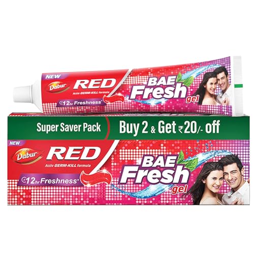 Dabur Red Bae Fresh Gel - 300gm (150gm*2) | Fights Bad Breath, Cavity Germs and Plaque | 12hr Freshness | Activ Germ-Kill formula Dabur Red Bae Fresh Gel - 300gm (150gm*2) | Fights Bad Breath, Cavity Germs and Plaque | 12hr Freshness | Activ Germ-Kill formula