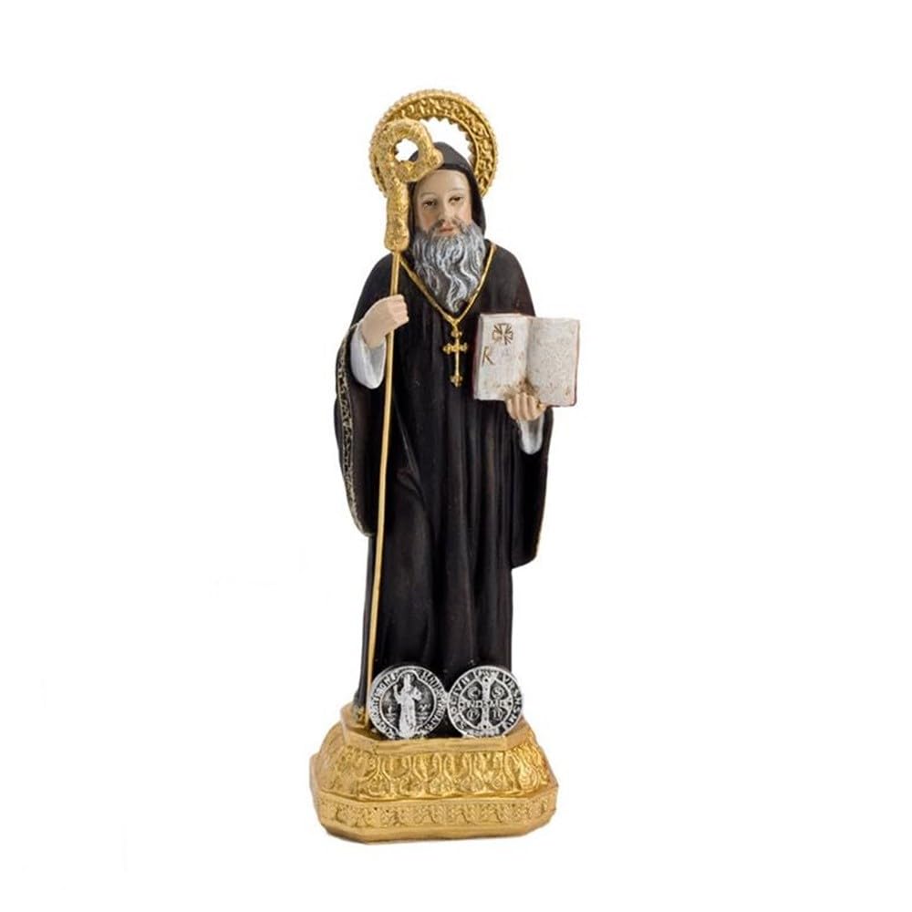 San Benito Figura Religiosa 16 cm. Escultura Resina patrón de Europa y de los Agricultores Estatua