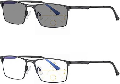 Gafas de lectura fotocrómicas para hombre con marco cuadrado Business Progressive Multifocal Transition UV400 conducción Sun Reader