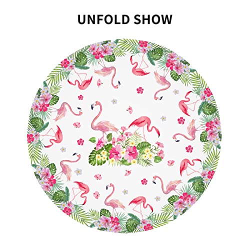 Sweetshow Flamingo Tablecloth Round 60 Inch Spring Summer Floral Table Cloth Tropical Green Leaf Flower Decorative Table Cover With Wrinkle Resistant For Home Kitchen Dining Table Indoor Party Picnic #TOP3