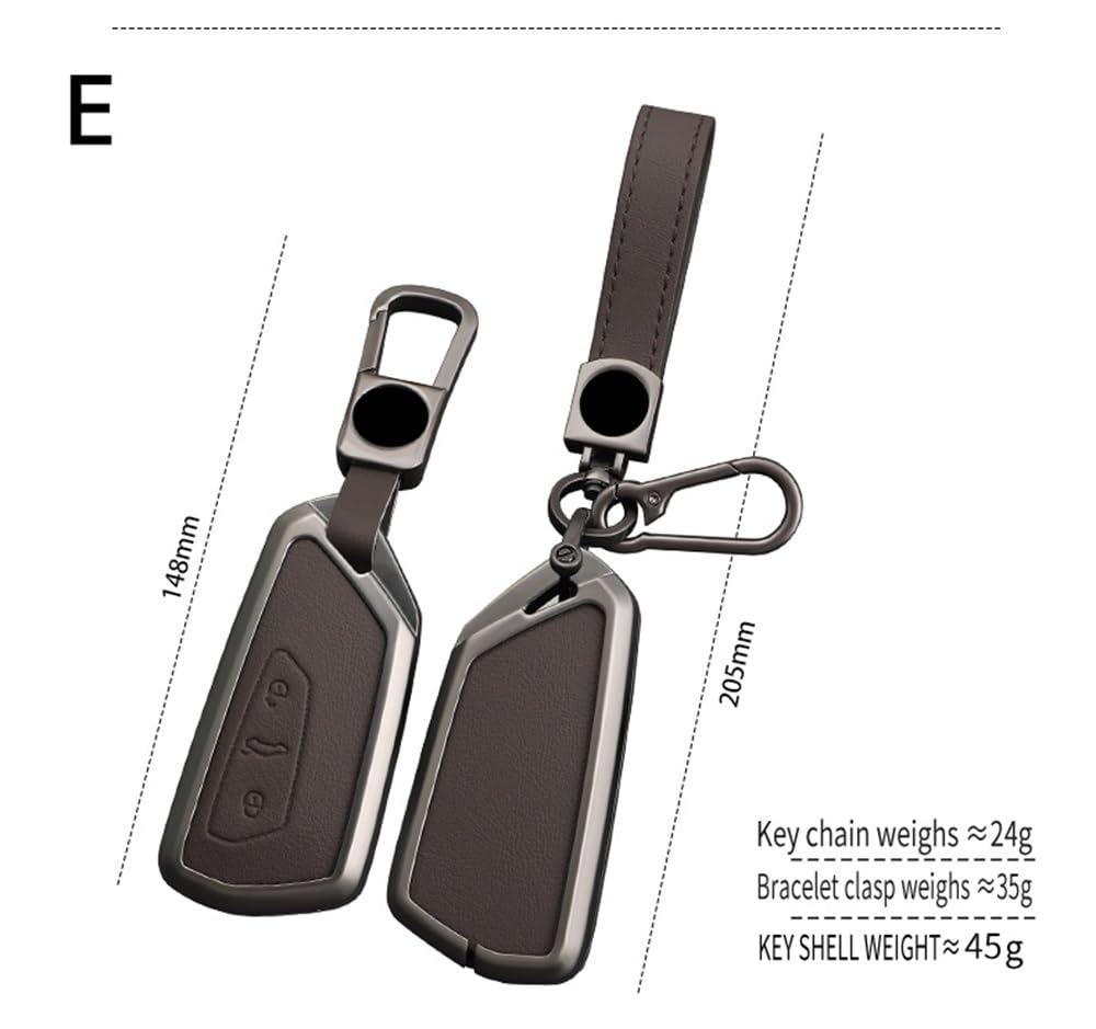 ontto Etui na kluczyki samochodowe, pasuje do VW Golf 8 R, ID4, ID5, ID.7, Seat Leon, FR, MK4, Cupra, Formentor, do Skoda Octavia A8 MK8, ze stopu cynku, skóra, etui ochronne, osłona na klucze,
