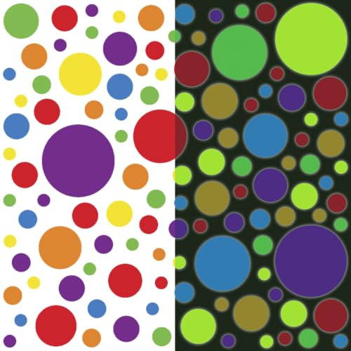 Ambiance Sticker Leuchtender Wandaufkleber für Decke, Kinder, fluoreszierend, bunte Punkte – H145 x L110 cm