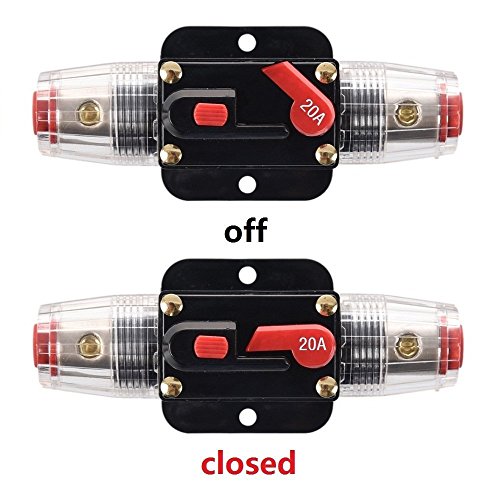 RKURCK 20 Amp Circuit Breaker Manual Reset Inline Fuse Inverter for Car Marine Trolling Motors Boat ATV Audio Solar Inverter System Protection 12V-24V DC 20 Amp (Fuse Holder, 20A) - Thumbnail 2