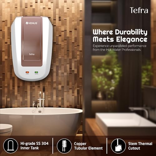 Image of Venus Tefra 5T30 05-Litre Instant Water Heater(Coffee Brown Panel) | Water Heater for Bathroom and Kitchen |100% Copper Element| 5 Year Inner tank warranty |2 Year Heating element warranty
