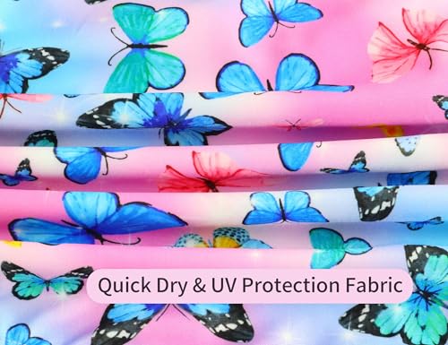 Image of Girls Bathing Suits Colorful Swimsuits with UPF 50 + Sun Protection Sleeveless Toddler Kids One Piece Swimwear