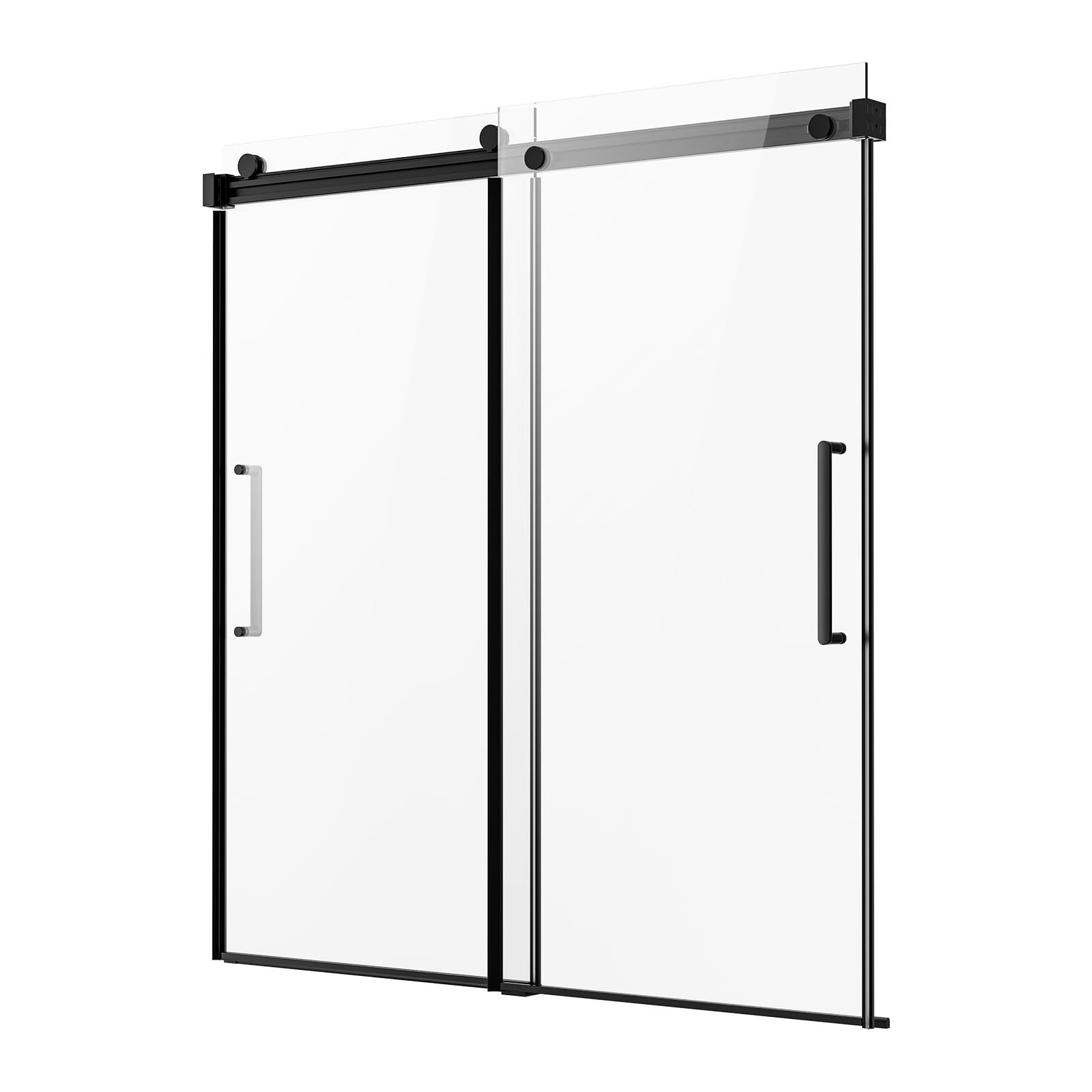 VEVOR Porte de Baignoire-douche sans Cadre 1422-1524x1524 mm, Pare-baignoire Coulissante Double, avec Verre Trempé Transparent de 8 mm et Poignée en Acier Inoxydable, pour Salle de bain, Noir