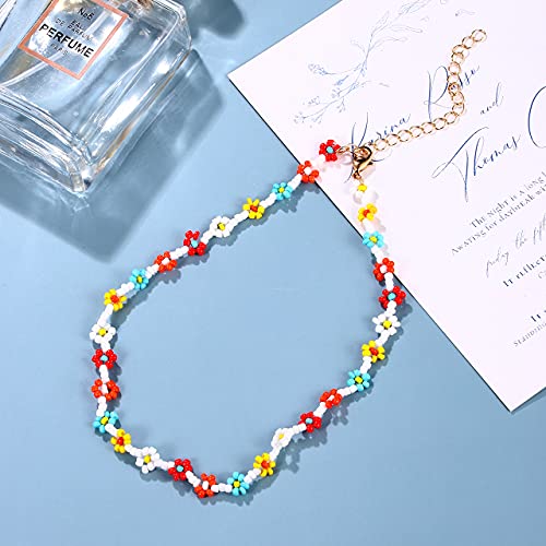 Bvga Beaded Choker Necklaces For Women Colorful Flower Shaped Beads Chocker Boho Necklaces Cute Beach Necklace For Teen Girls Jewelry Gifts #TOP5
