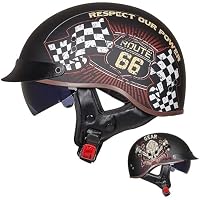 Produktbild von Halbhelme Jethelme Brain - Cap Cruiser Chopper Scooter Pilot Jet Helm DOT+ECE Zertifizierte Persönlichkeit Retro Harley Motorradhelm,G-XXL=(63~64cm