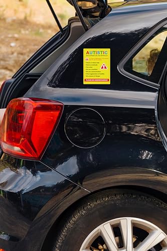 Image of Autistic Occupant in Vehicle Sticker Decal - 3.75x5 Waterproof Autism Awareness Stickers Decals for Cars Trucks SUV Window Bumper Waterbottles Vehicles Hardhats Accessories
