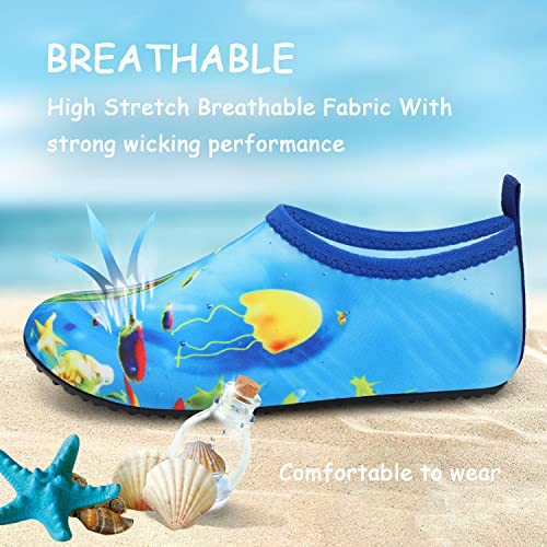 Image of ANLUKE Kids Boys Girls Water Shoes Barefoot Aqua Socks Fast Dry Beach Swim Outdoor Sports Shoes for Toddler (Seafish 32 /33)