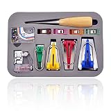 Bias Tape Maker Set Attrezzo per Sbieco Sbiecatori Piedini 5 Dimensioni Clip per Cucire & Spilli con Testa Rotonda 25 mm/18 mm/12 mm/6 mm per Bordatura Cucito Rilegature Sartoria Grembiuli sbiegatore