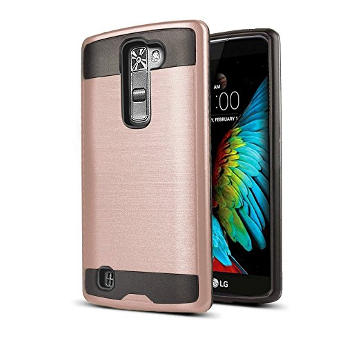 kaesar K10BRUSHEDRG Premium Dustproof Shockproof Drop Resistance Rugged Hybrid Dual Layer Armor Protective Case Cover for LG K10/LG Premier LTE - Rose Gold