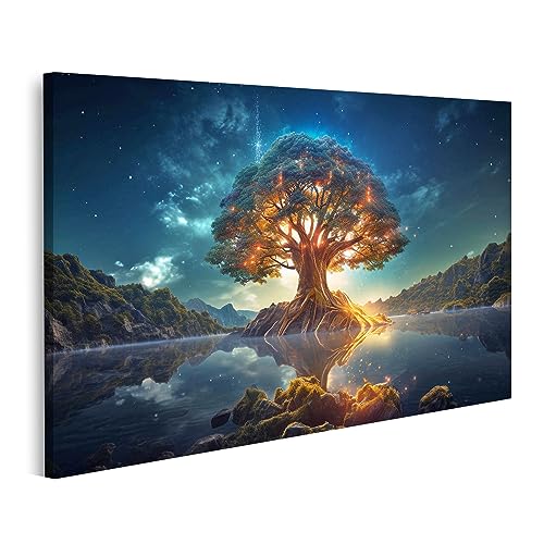 Tableau sur toile Yggdrasil l'Arbre du Monde nordique multicolore pour decoration murale salon
