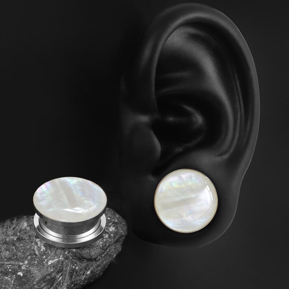 Casvort 2 PCS 6mm-25mm Hypoallergenic 316 Stainless Steel Elegant Conch Ear Tunnels Plugs Ear Gauges Stretcher Body Piercing Jewelry for Women Men