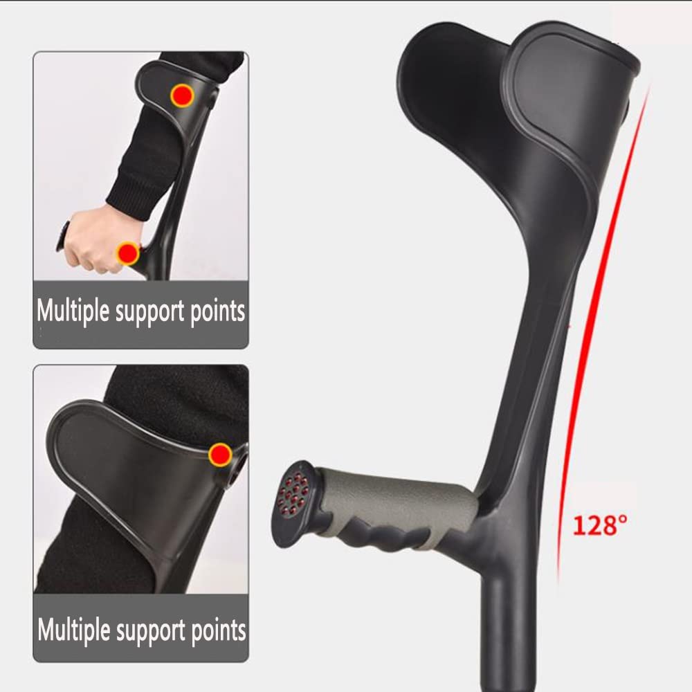Plegable Muletas Ortopédicas, Regulables Muletas Adulto, Ajustables Bastón para Paseo, Muletas para Caminar para Discapacitados Jóvenes (Color : Black, Size : One)