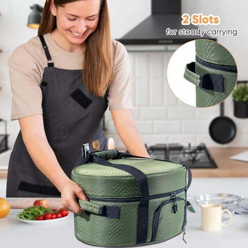 Image of Insulated Slow Cooker Carrying Bag for 6-8 Quart CrockPot and Hamilton Beach Slow Cooker with See-thought Window, Portable Carrier Case with Adjustable Band and Accessory Pocket