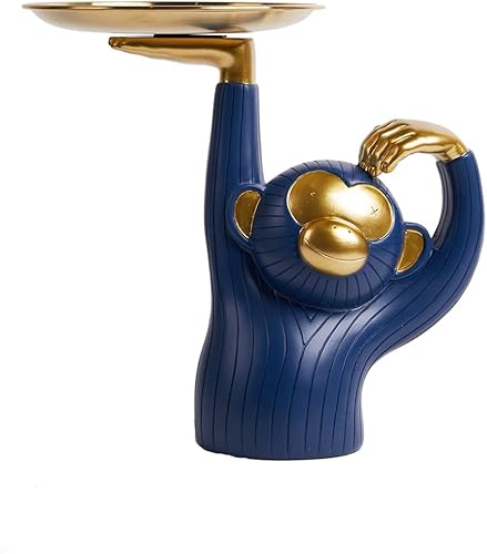 Tarro de galletas con forma de caramelo, escultura de mono, decoración moderna, estatua de poliresina, 9.8 pulgadas