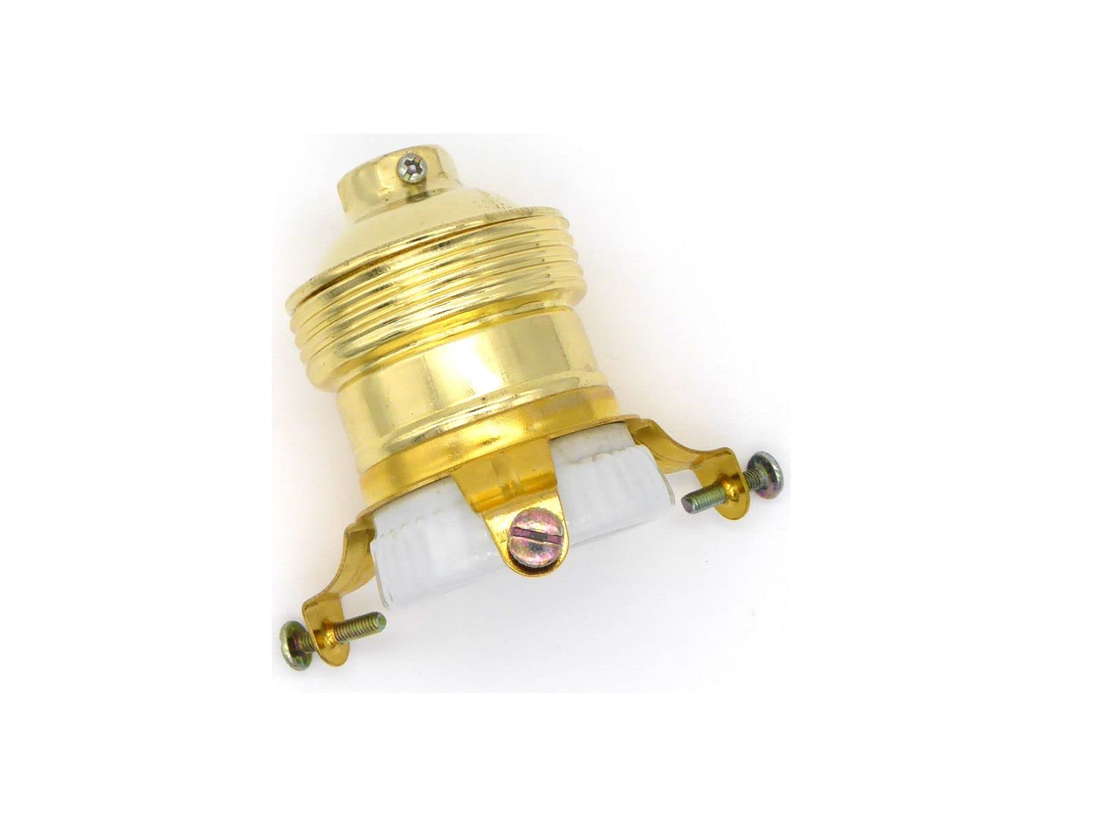 Set portalampade E27 antichizzato Metallo e porcellana + Ghiera a ragno blocca paralume