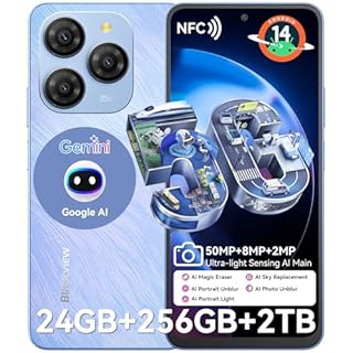 Blackview SHARK 9 5G Smartphone Android 14, 24GB+256GB/2TB, Al Algorithms, 6.67", 5000mAh/18W, 50MP Camera, Sim Free Unlocked Mobile Phones, 3 Card Slots/Fingerprint/Face ID/NFC 5G Mobile Phones-Blue