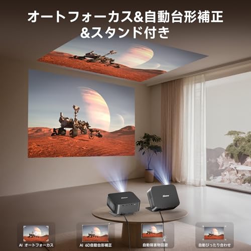 undefined iSinbox プロジェクター 家庭用 小型 プロジェクター 天井 1000ASNI 高輝度 4K対応 ネイティブ1080P オートフォーカス 6D&6P自動台形補正 双方向bluetooth5.3 Wi-Fi6 ホームシアター 天井投影 300" 大画面 静音 家庭用Projector IOS/Android/パソコン/DVD/PS機/Switch接続可 プレゼントに最適 3年保証(ブラック) の商品画像 4