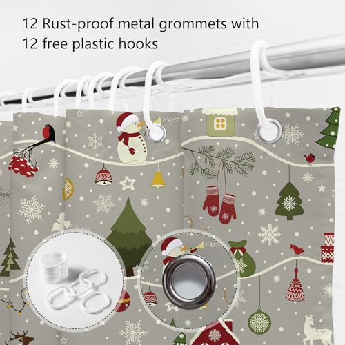 Rideau de douche de Noël imperméable et lavable pour éviter les fuites - 6