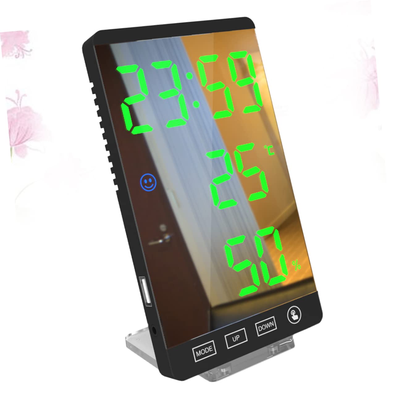 Orologio Sveglia Digitale Con Display Temperatura Umidità Orologio Da Tavolo Led Con Ricarica Usb Con Carattere Verde Design Semplice Per Arredamento Casa