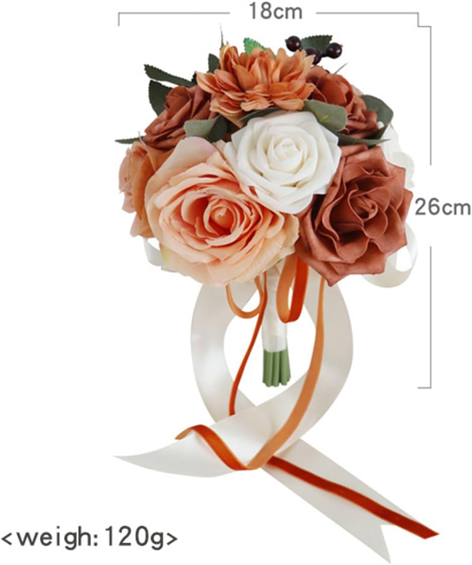 Wedding Bouquets for Bride Bridesmaid, Pink & Navy Artificial Flowers Roses Bridal Bridesmaid Bouquets Wedding Bridal Bouquets for Wedding Ceremony and Anniversary Home Decor