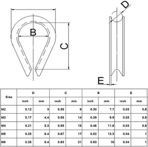 YAMASO 50pcs 1/8" M3 Stainless Steel Thimble for Diameter Wire Rope Cable Thimbles Rigging M3(1/8")-50pcs image 4 of 5 B0B2VJC6PR
