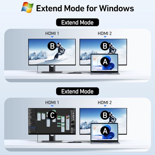Image of USB C Docking Station Dual HDMI Monitor, USB C to Dual HDMI Adapter with 2HDMI Ports, PD Charging, SD /TF, USB A&C 3.0 Ports, Laptop Docking Station for Dell XPS /HP /Lenovo /Surface /Yoga etc(Black)